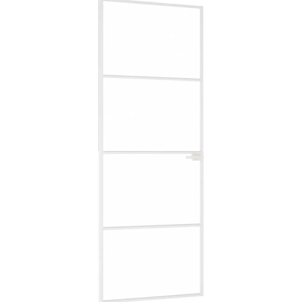 vidaXL Puerta de interior vidrio templado y aluminio blanco 76x201,5cm Blanco y transparente Hot