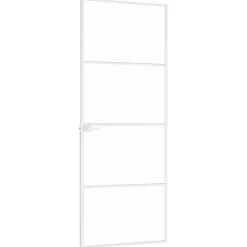 vidaXL Puerta de interior vidrio templado y aluminio blanco 76x201,5cm Blanco y transparente Hot