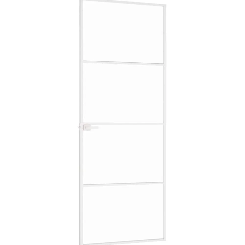 vidaXL Puerta de interior vidrio templado y aluminio blanco 76x201,5cm Blanco y transparente Hot