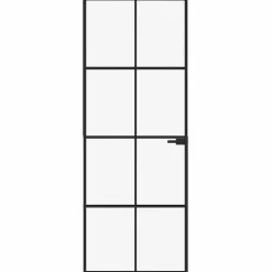 vidaXL Puerta de interior vidrio templado y aluminio negro 76x201,5 cm Negro y transparente Online