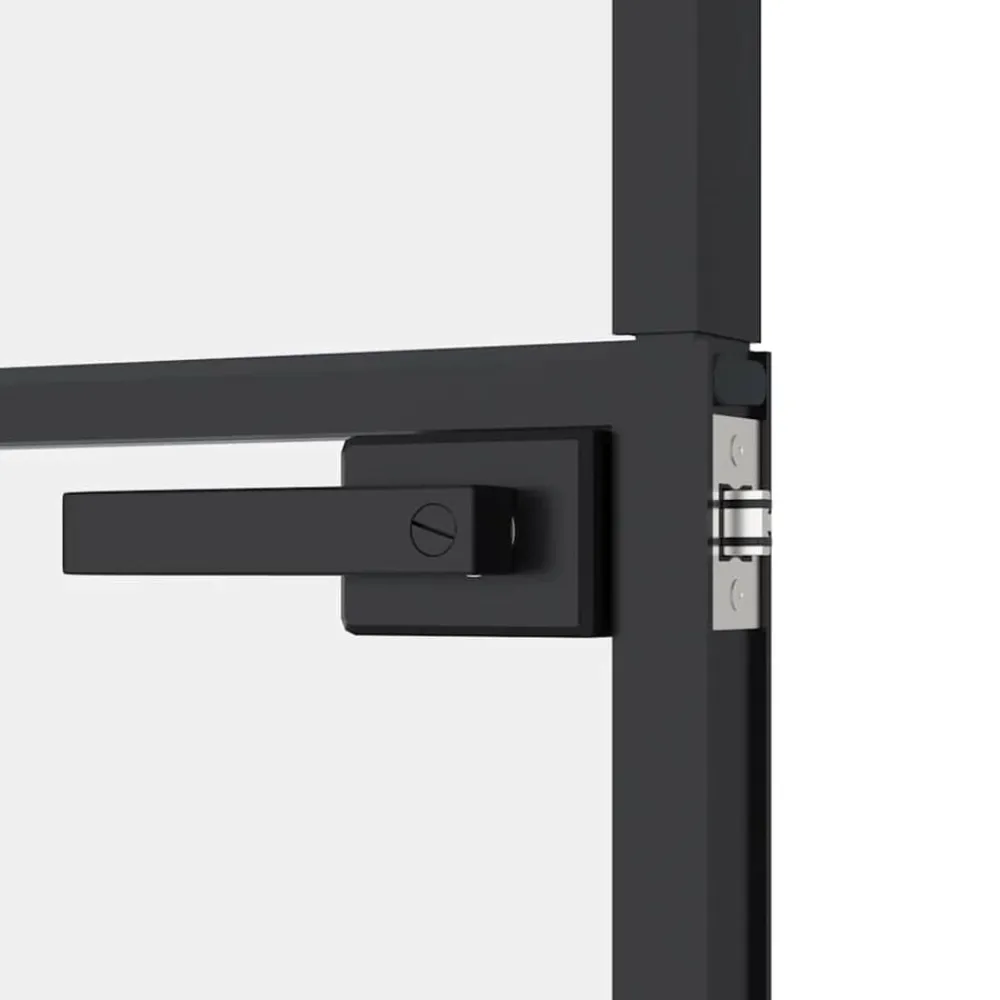 vidaXL Puerta de interior vidrio templado y aluminio negro 76x201,5 cm Negro y transparente Online