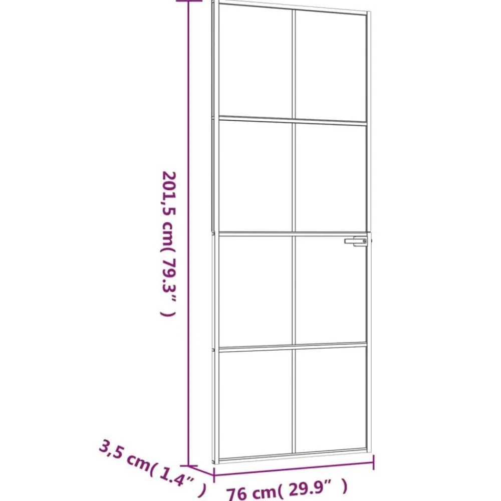 vidaXL Puerta de interior vidrio templado y aluminio negro 76x201,5 cm Negro y transparente Online