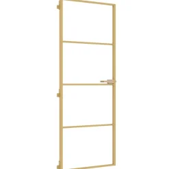 vidaXL Puerta de interior dorada vidrio templado y aluminio 76x201,5cm Dorado y transparente Hot
