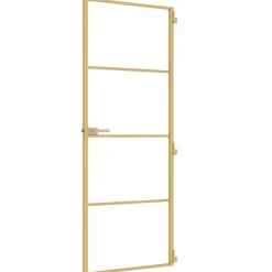 vidaXL Puerta de interior dorada vidrio templado y aluminio 76x201,5cm Dorado y transparente Hot
