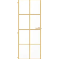 vidaXL Materiales De Construcción-Puerta de interior dorada vidrio templado y aluminio 76x201,5cm