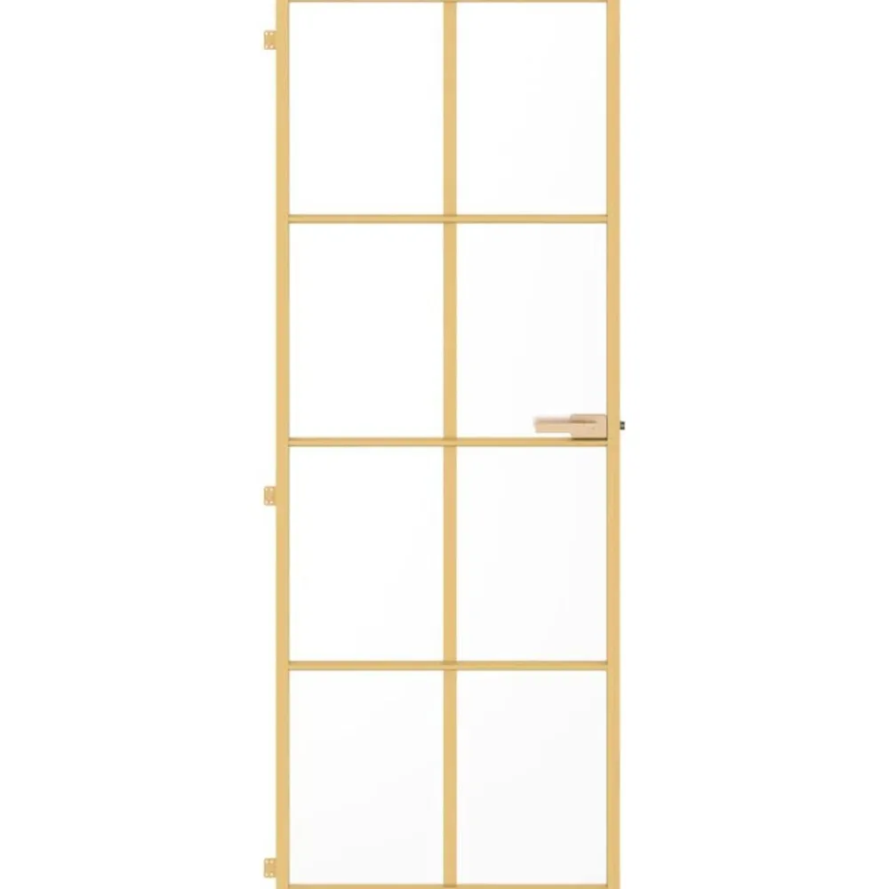 vidaXL Materiales De Construcción-Puerta de interior dorada vidrio templado y aluminio 76x201,5cm