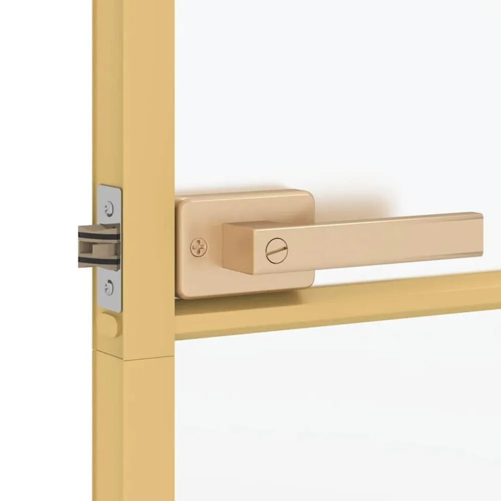 vidaXL Materiales De Construcción-Puerta de interior dorada vidrio templado y aluminio 76x201,5cm