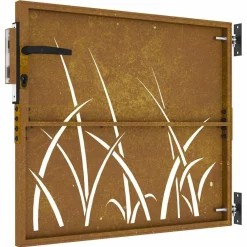 vidaXL Vallas De Jardín-Puerta de jardín acero corten diseño hierba 85x75 cm