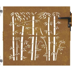 vidaXL Puerta de jardín acero corten diseño bambú 85x75 cm New