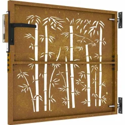 vidaXL Puerta de jardín acero corten diseño bambú 85x75 cm New
