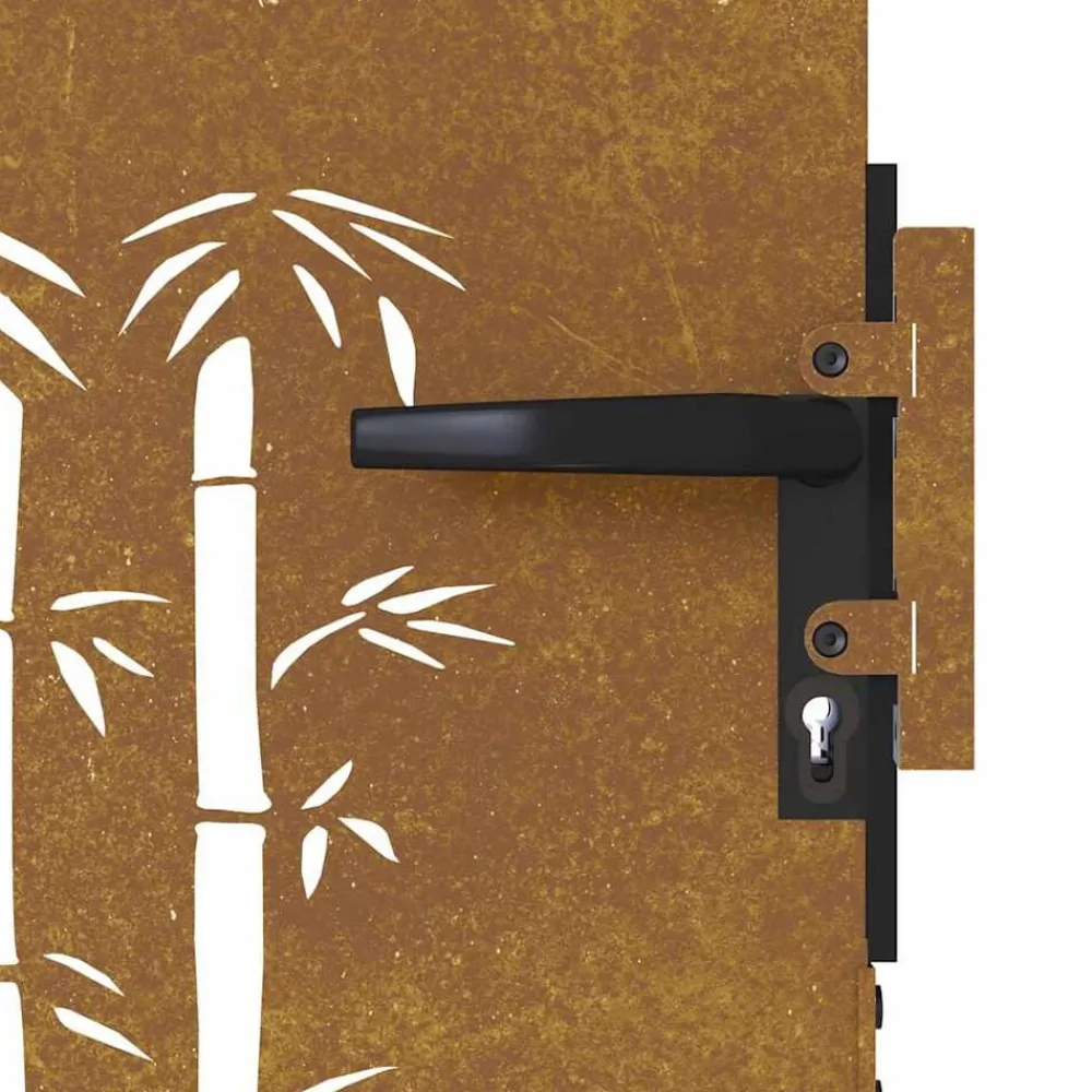 vidaXL Puerta de jardín acero corten diseño bambú 85x75 cm New