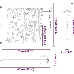 vidaXL Puerta de jardín acero corten diseño bambú 85x75 cm New