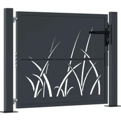 vidaXL Vallas De Jardín-Puerta de jardín antracita 100x75 cm de acero con diseño de césped