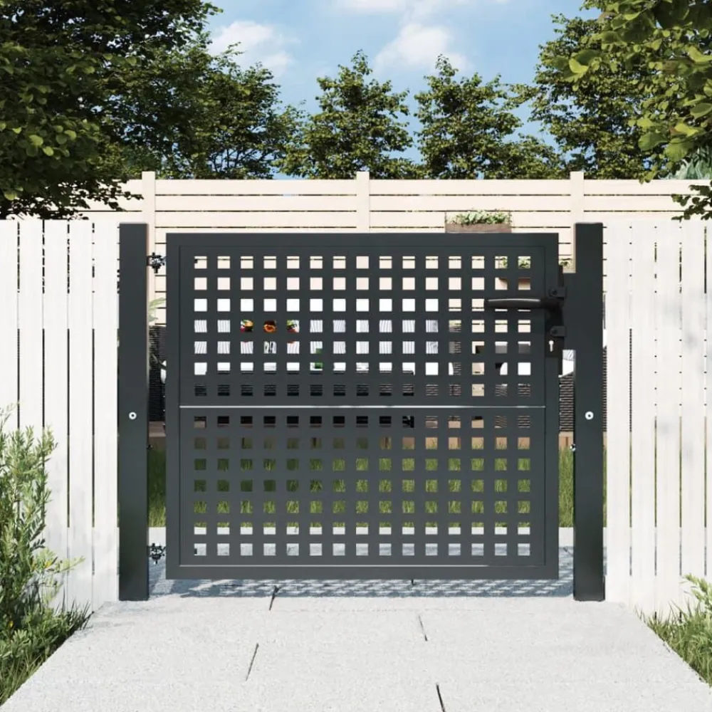 vidaXL Vallas De Jardín-Puerta de jardín Antracita 100x75 cm Acero