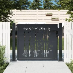 vidaXL Vallas De Jardín-Puerta de jardín antracita 100x75 cm acero diseño bambú