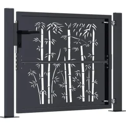 vidaXL Vallas De Jardín-Puerta de jardín antracita 100x75 cm acero diseño bambú