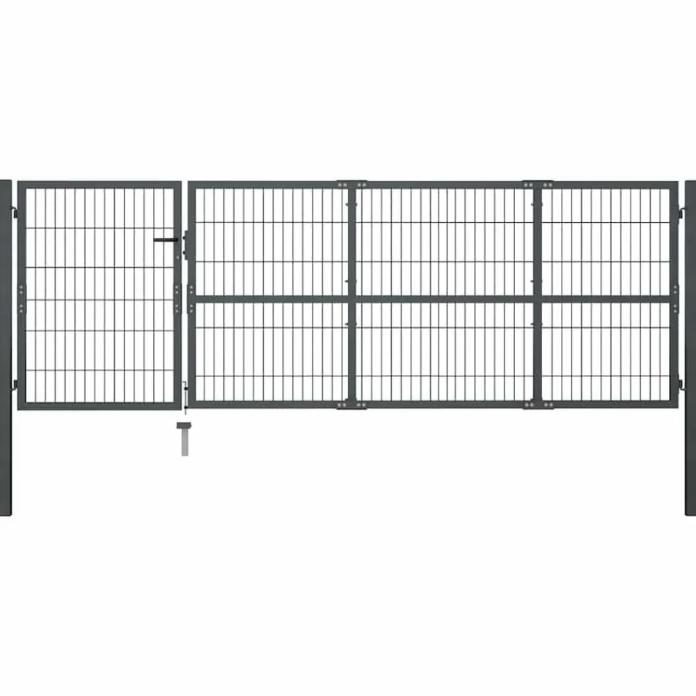 vidaXL Puerta de jardín con postes de acero 350x100 cm Antracita New