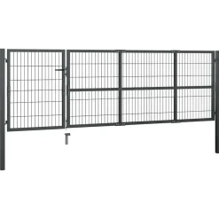 vidaXL Puerta de jardín con postes de acero 350x100 cm Antracita New