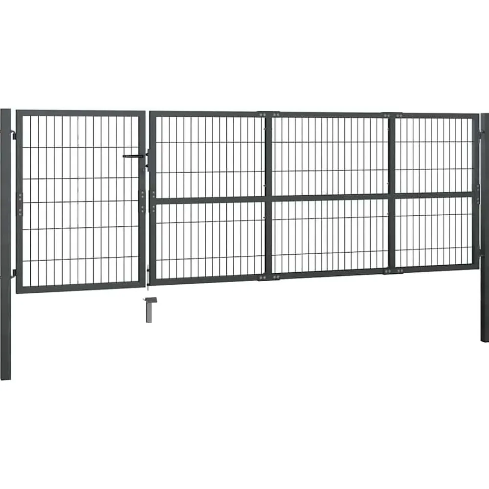 vidaXL Puerta de jardín con postes de acero 350x100 cm Antracita New
