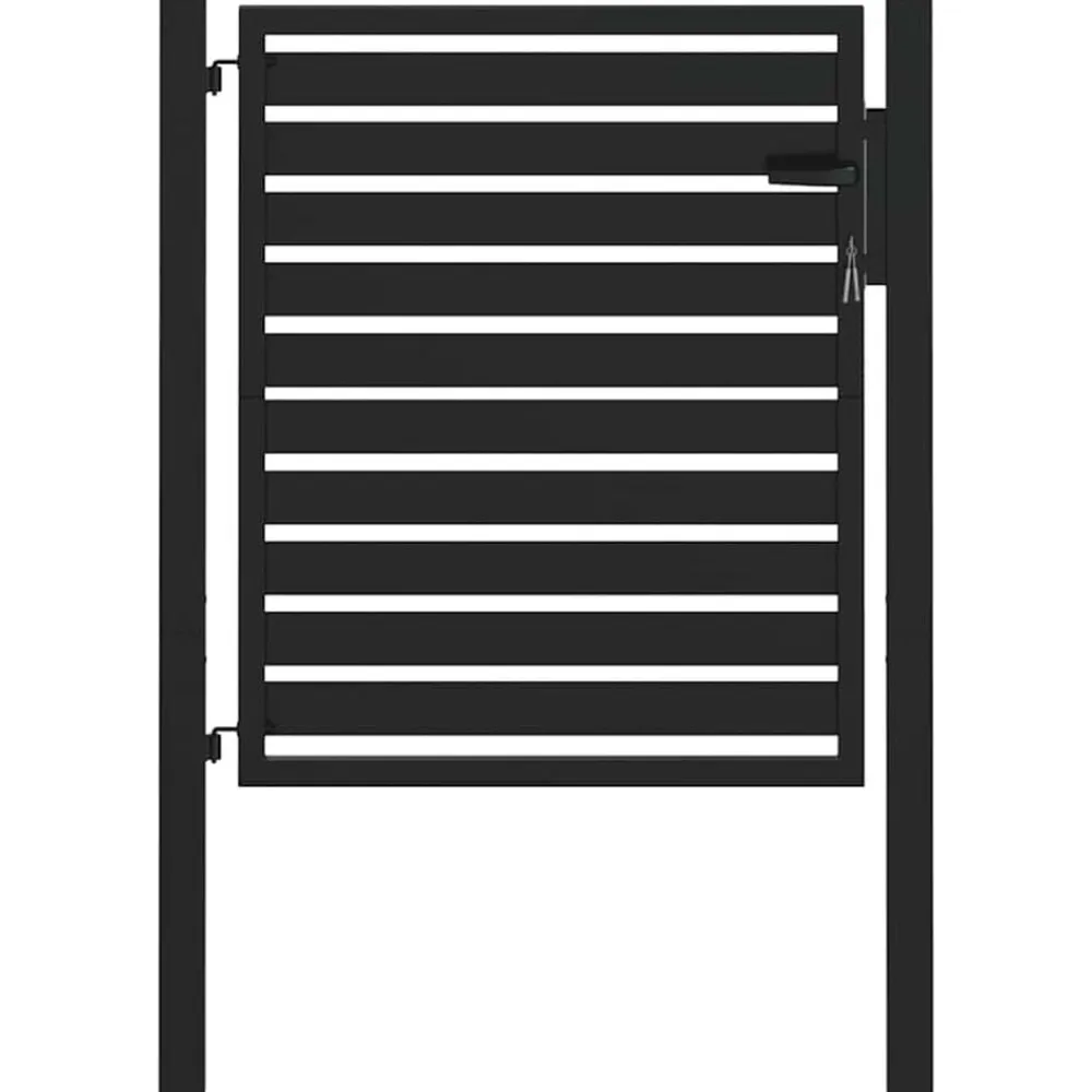 vidaXL Vallas De Jardín-Puerta de jardín con cerradura de aluminio negra 100x100 cm