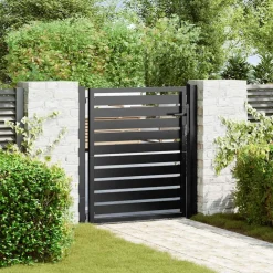 vidaXL Vallas De Jardín-Puerta de jardín con cerradura de aluminio negra 100x100 cm
