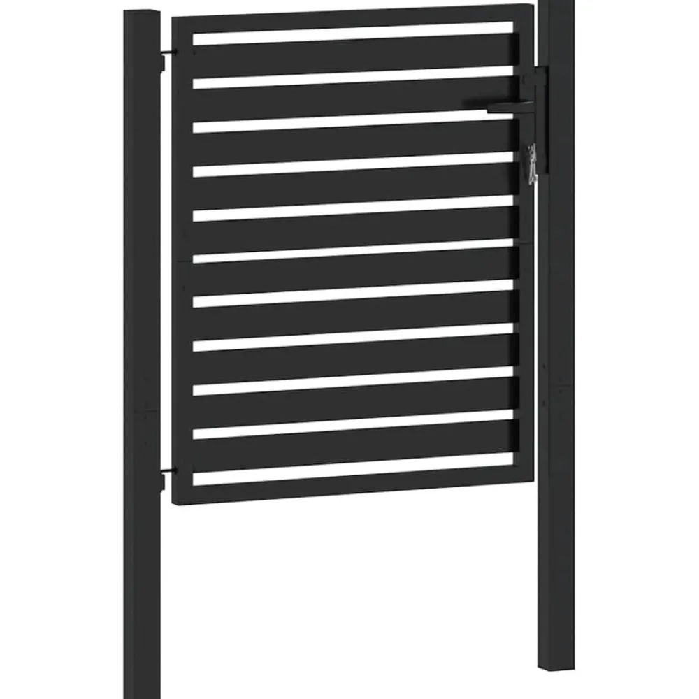 vidaXL Vallas De Jardín-Puerta de jardín con cerradura de aluminio negra 100x100 cm