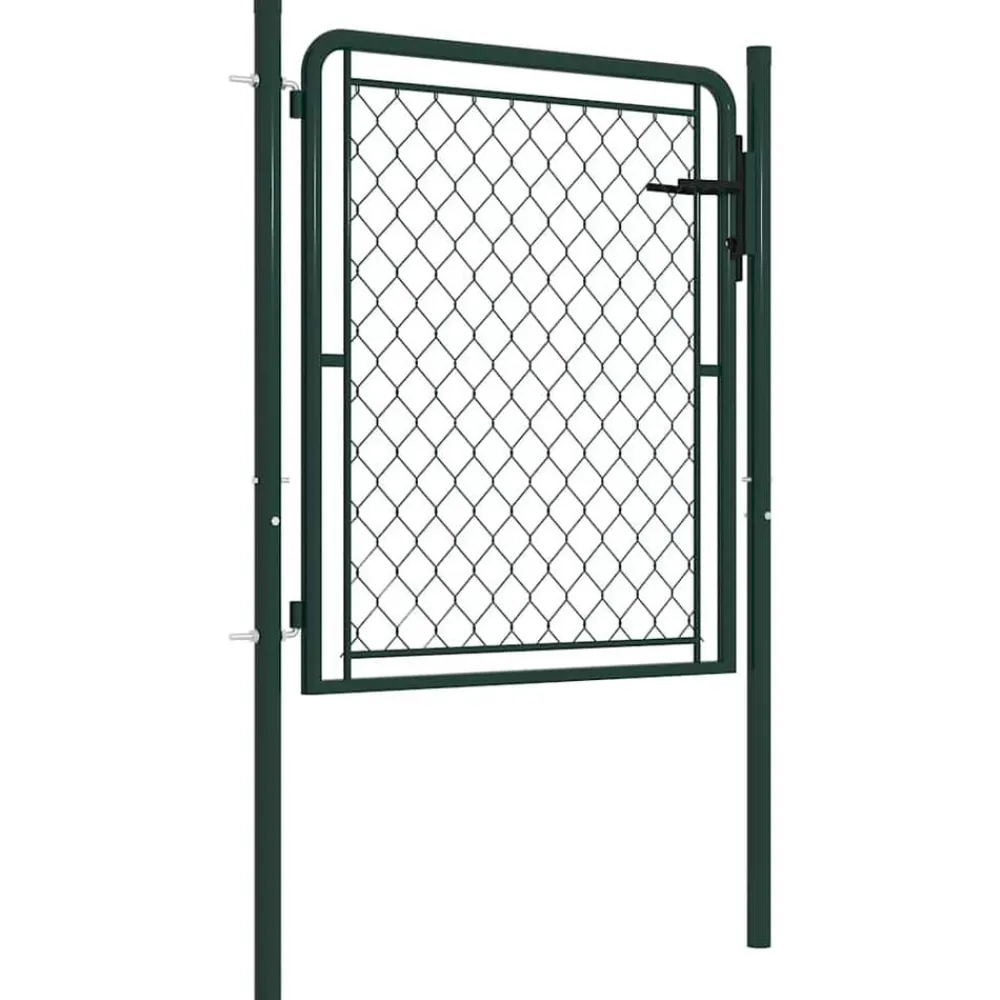 vidaXL Puerta de jardín de acero 100 x 75 cm Verde Clearance