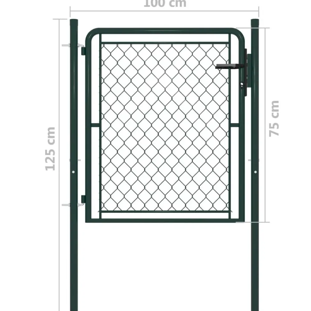 vidaXL Puerta de jardín de acero 100 x 75 cm Verde Clearance