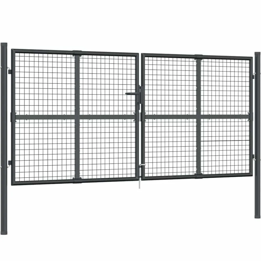 vidaXL Vallas De Jardín-Puerta de jardín de malla color 300 x 125 cm acero galvanizado