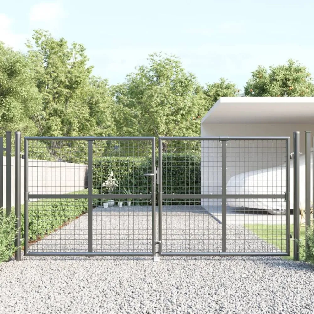 vidaXL Vallas De Jardín-Puerta de jardín de malla color 300 x 125 cm acero galvanizado