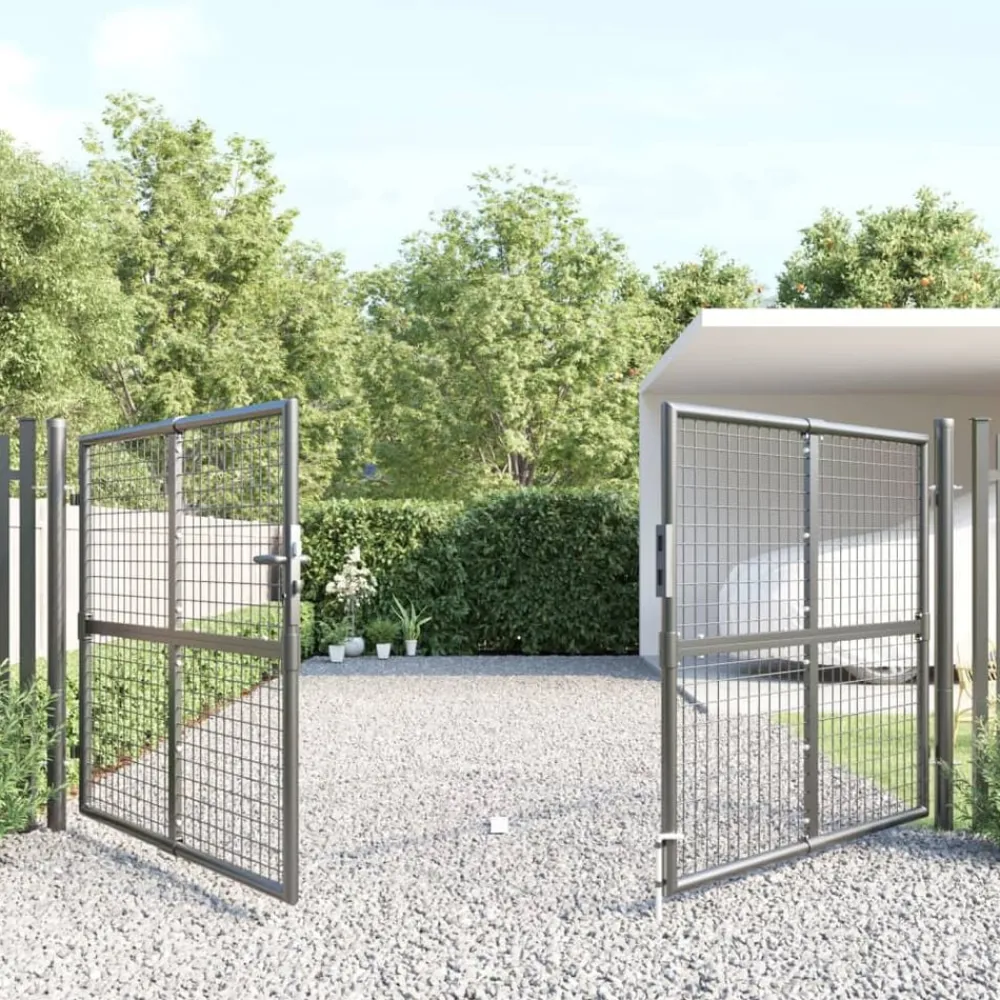 vidaXL Vallas De Jardín-Puerta de jardín de malla color 300 x 125 cm acero galvanizado