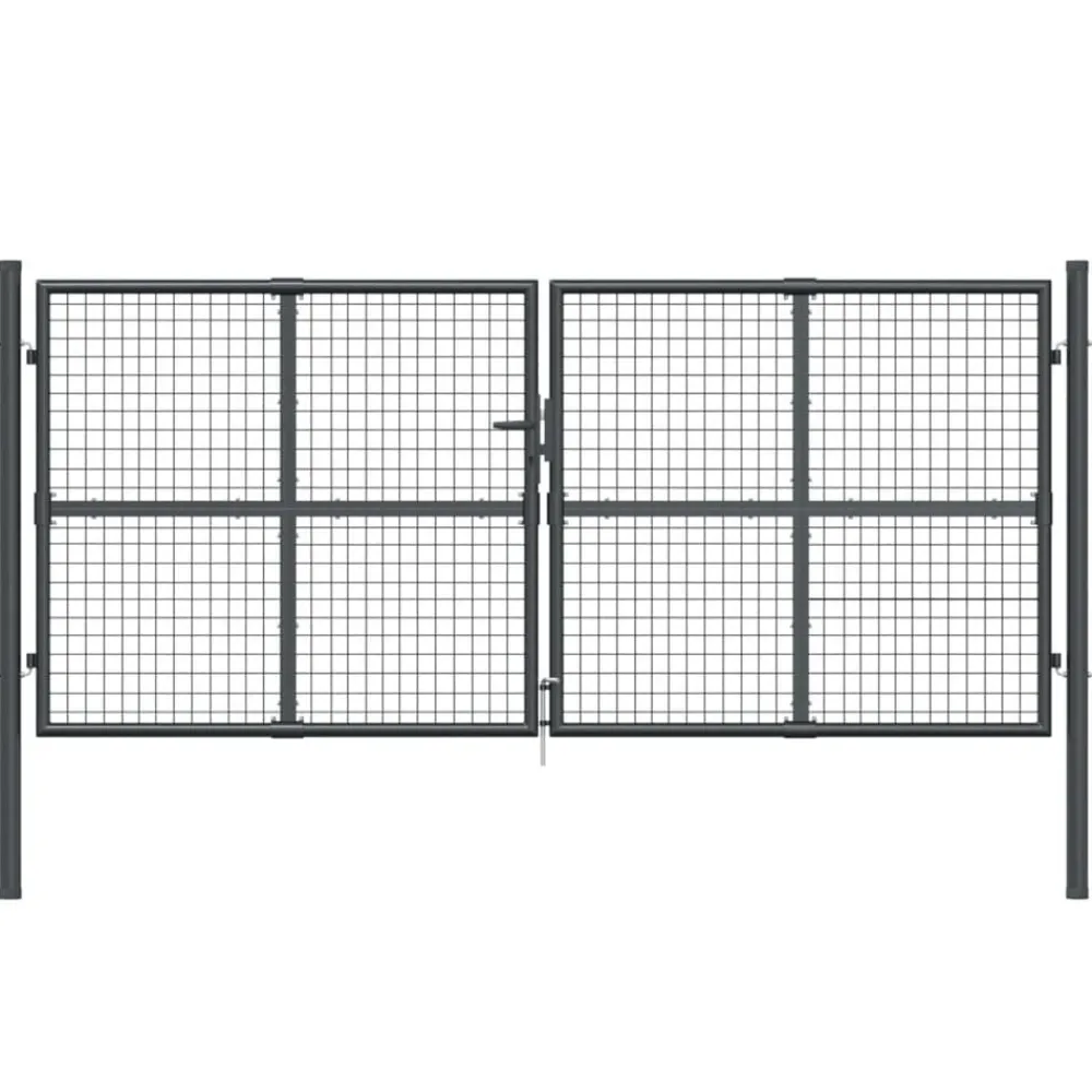 vidaXL Vallas De Jardín-Puerta de jardín de malla color 300 x 125 cm acero galvanizado