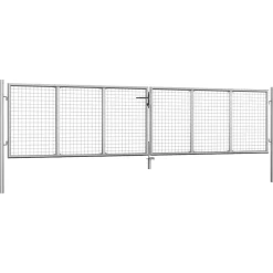 vidaXL Vallas De Jardín-Puerta de jardín de acero galvanizado 400 x 75 cm color plata