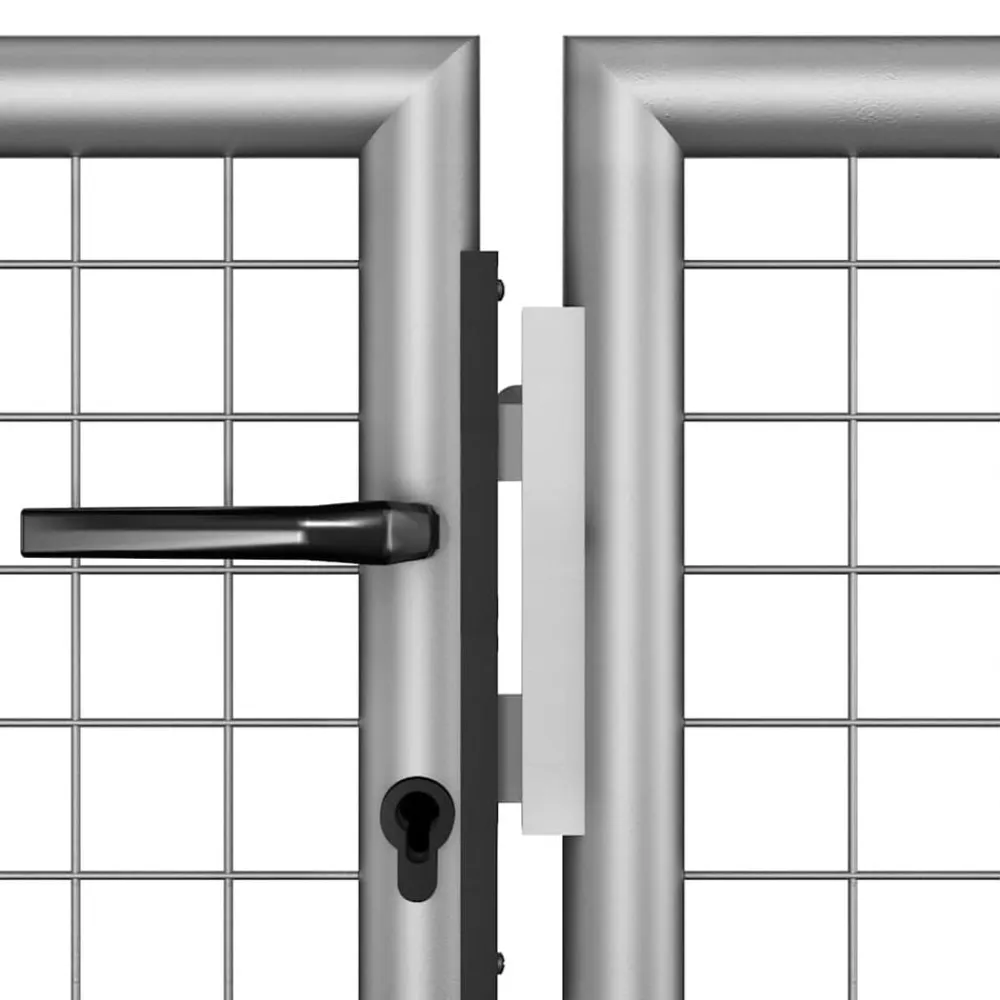 vidaXL Vallas De Jardín-Puerta de jardín de acero galvanizado 400 x 75 cm color plata