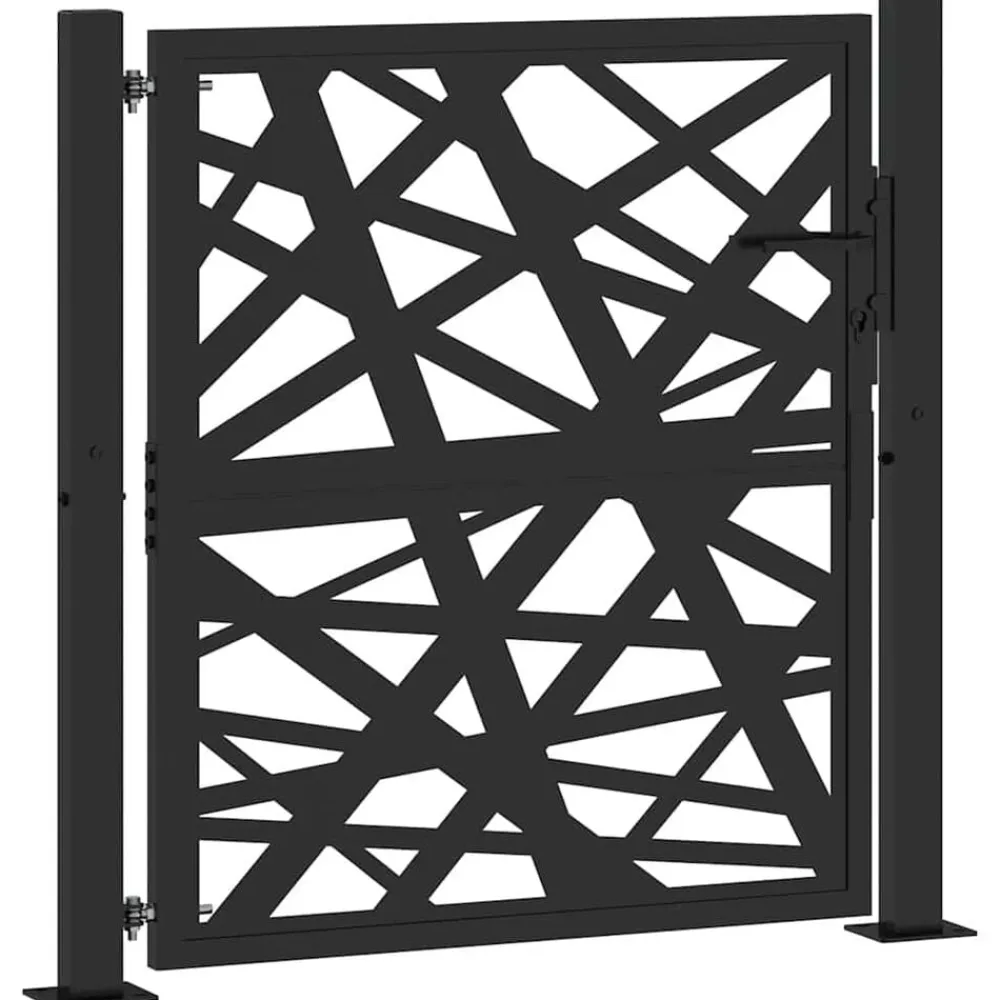 vidaXL Vallas De Jardín-Puerta de jardín de acero negra diseño luminoso 100x100 cm