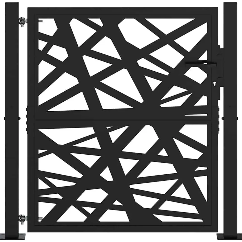 vidaXL Vallas De Jardín-Puerta de jardín de acero negra diseño luminoso 100x100 cm