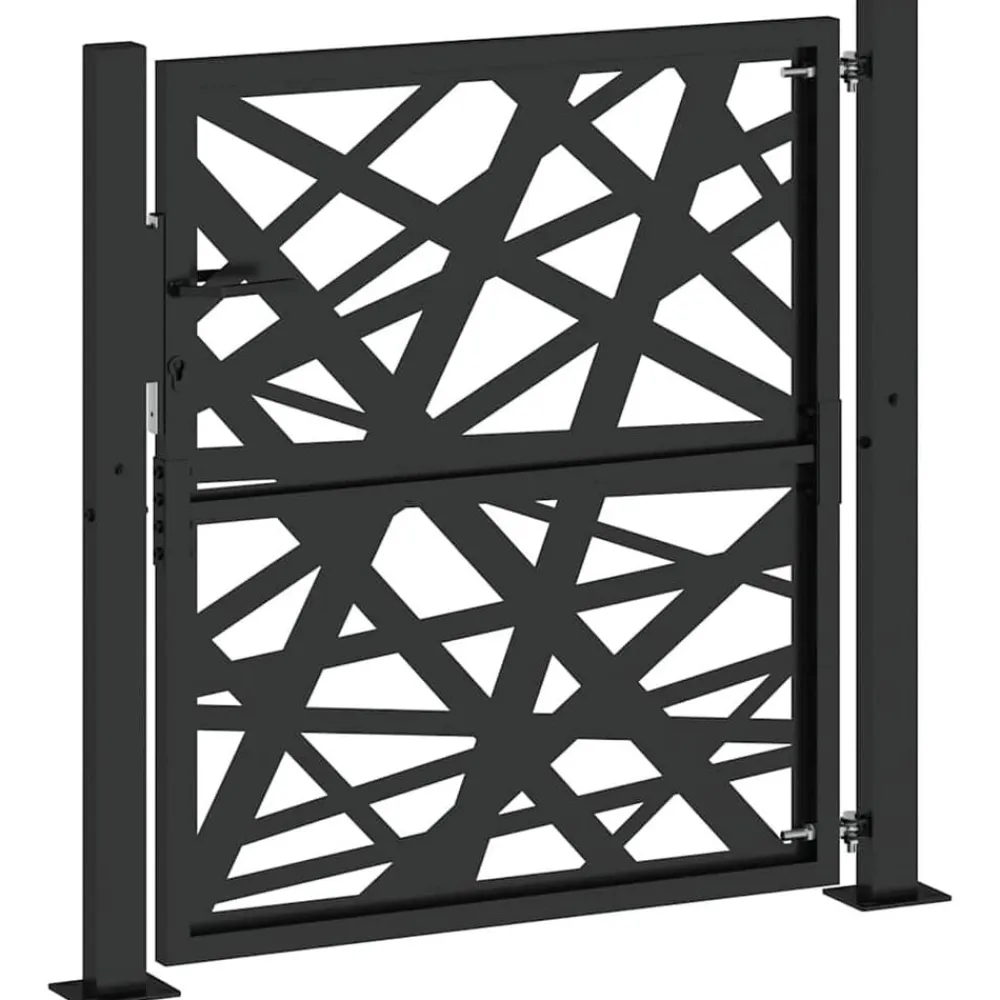 vidaXL Vallas De Jardín-Puerta de jardín de acero negra diseño luminoso 100x100 cm