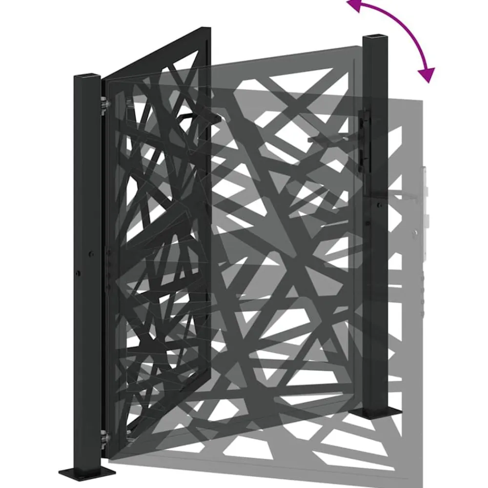 vidaXL Vallas De Jardín-Puerta de jardín de acero negra diseño luminoso 100x100 cm