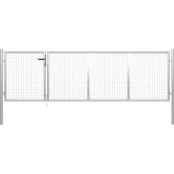 vidaXL Vallas De Jardín-Puerta de jardín de acero 350 x 75 cm color plata