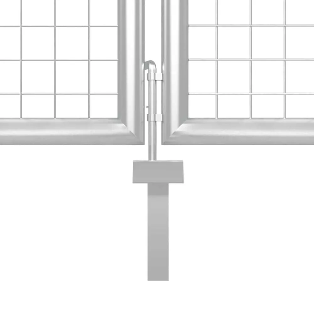 vidaXL Vallas De Jardín-Puerta de jardín de acero 350 x 75 cm color plata