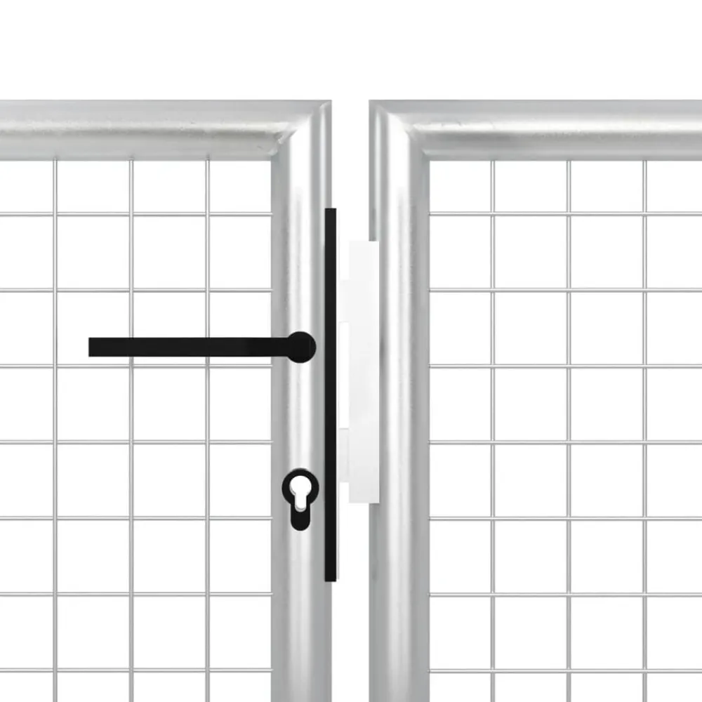 vidaXL Vallas De Jardín-Puerta de jardín de acero 350 x 75 cm color plata