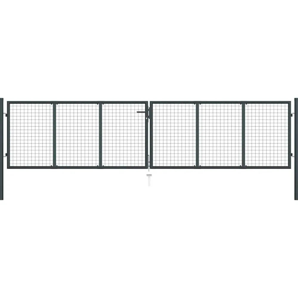 vidaXL Puerta de jardín de malla acero galvanizado 400 x 75 cm gris