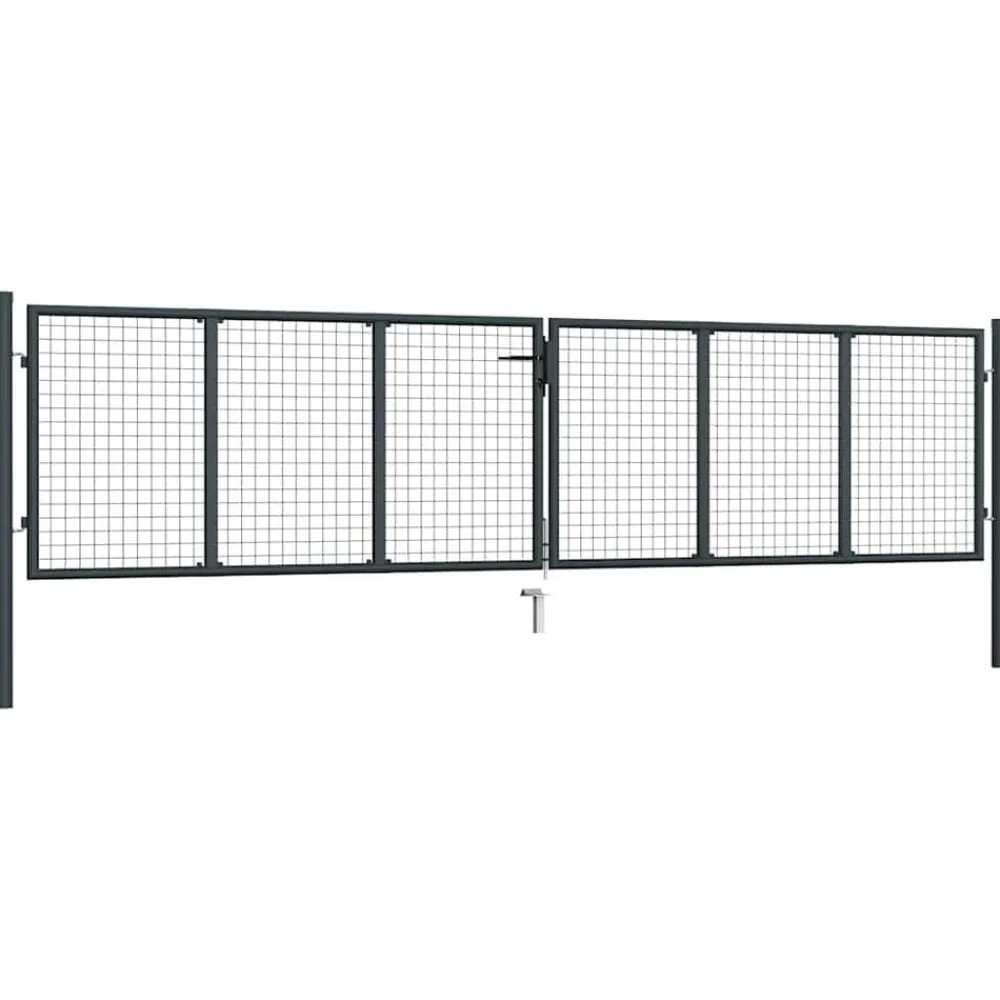 vidaXL Puerta de jardín de malla acero galvanizado 400 x 75 cm gris