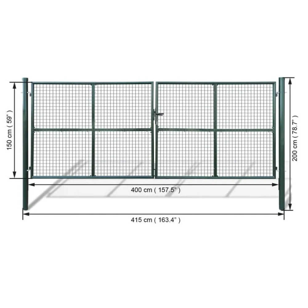 vidaXL Puerta de jardín de malla 400x150 cm Verde