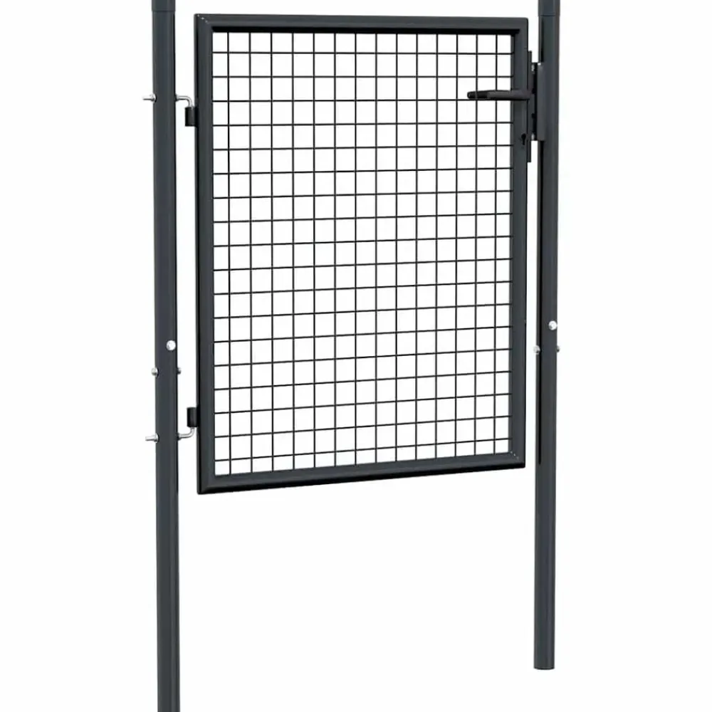 vidaXL Puerta de jardín de malla acero galvanizado 100 x 75 cm gris New