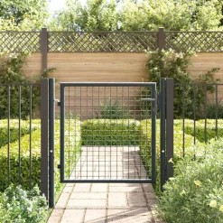 vidaXL Puerta de jardín de malla acero galvanizado 100 x 75 cm gris New
