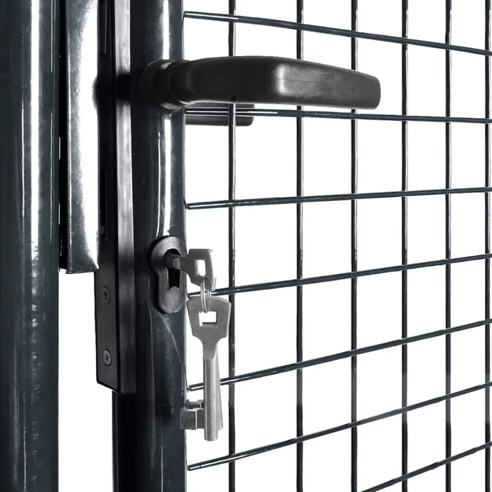 vidaXL Vallas De Jardín-Puerta de jardín de malla acero galvanizado 100x100 cm gris