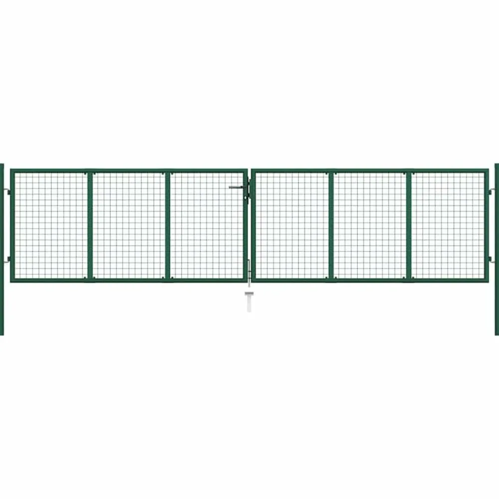 vidaXL Vallas De Jardín-Puerta de jardín de malla de acero 400x75 cm Verde