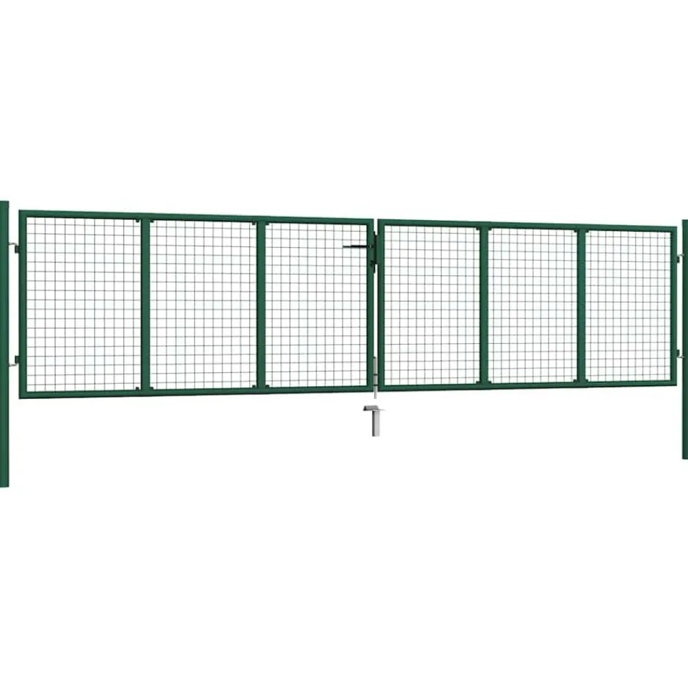 vidaXL Vallas De Jardín-Puerta de jardín de malla de acero 400x75 cm Verde