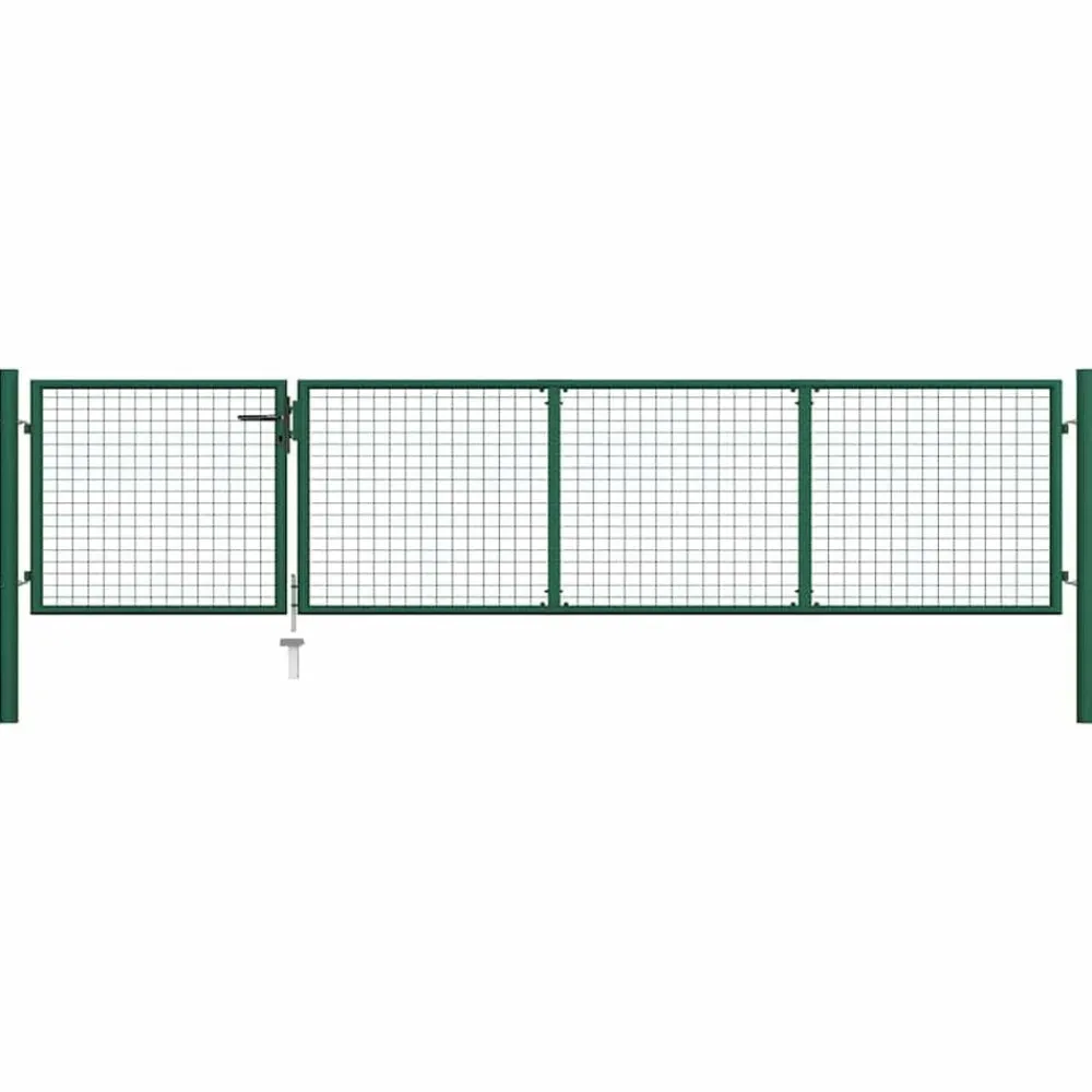 vidaXL Puerta de jardín de acero 350 x 75 cm Verde